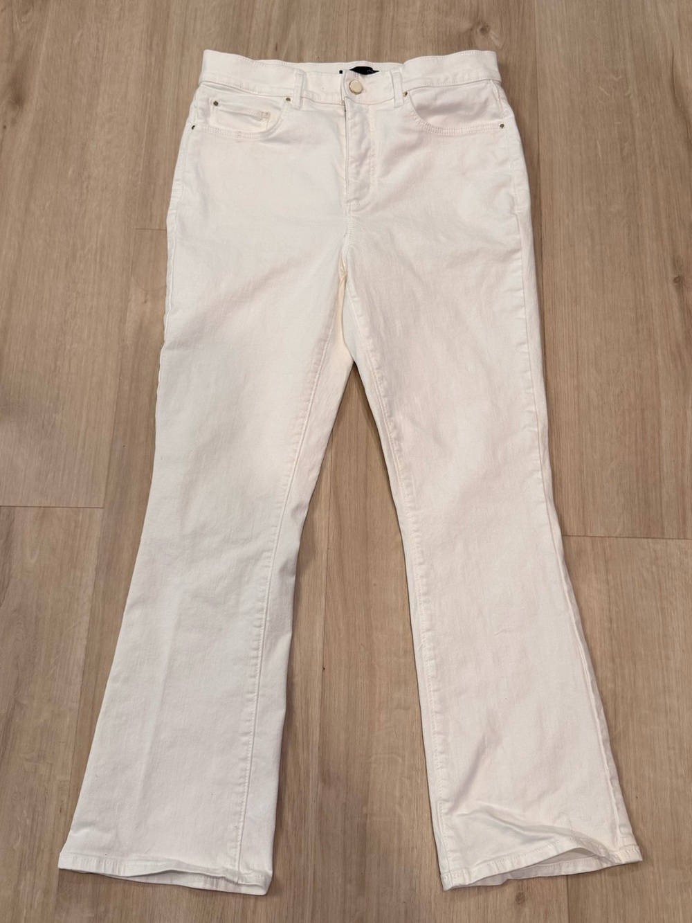 Ann Taylor Boot Cut Crop High Rise White Jeans